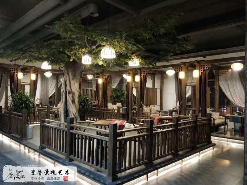 中式餐廳仿真榕樹