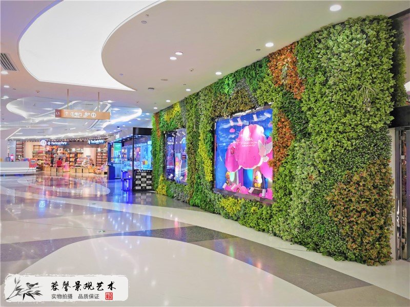 商場門店仿真植物墻：外墻仿真植物墻電視背景